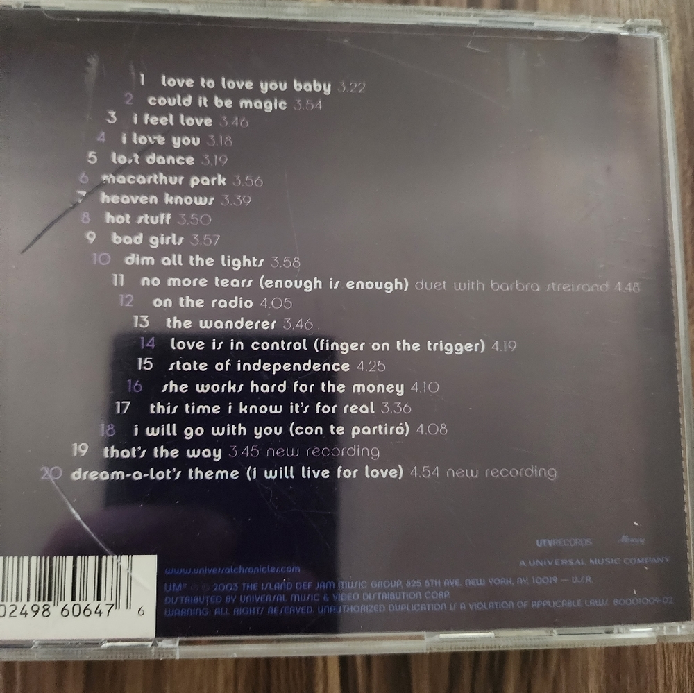 Donna summers best of CD album used gently